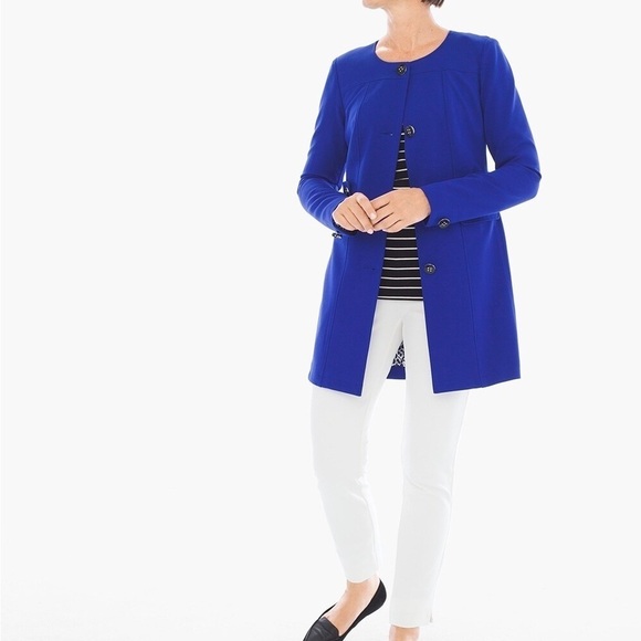 Chicos Blue Duster Coat - Picture 4 of 16